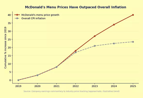 CHART: McDonald's menu price growth vs. overall CPI inflation since 2019