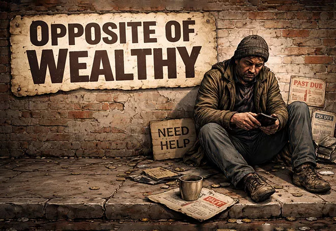 Opposite of Wealthy
